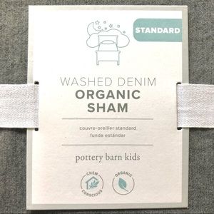 Pottery Barn Kids Organic Sham Washed Denim (Gray) 20x26” NIP